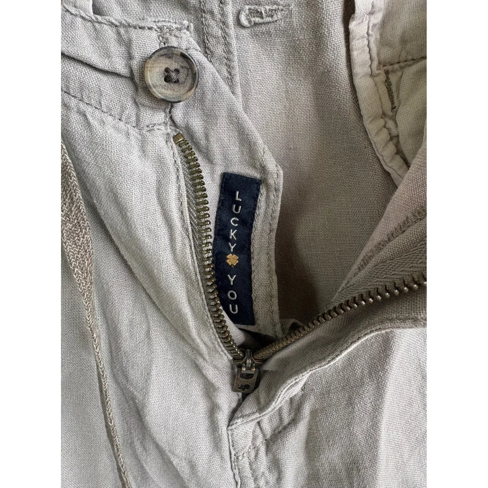 Lucky Brand Mens Linen Blend Drawstring Shorts Gray Size 33 Casual Summer Beach